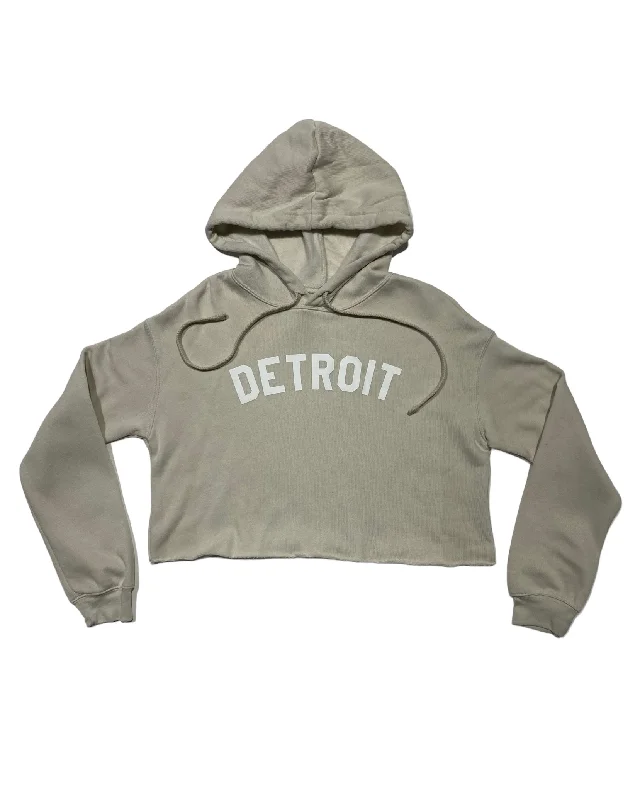 Ink Detroit Fleece Crop Hoodie - Heather Dust