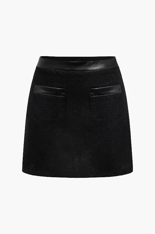 Faux Leather Patchwork Skirt