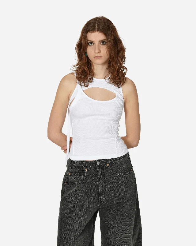 Layered Cut-Out Tank Top White