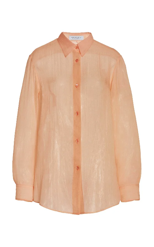 Ferrara Shirt in Fluorescent Orange Cashmere Silk Gauze