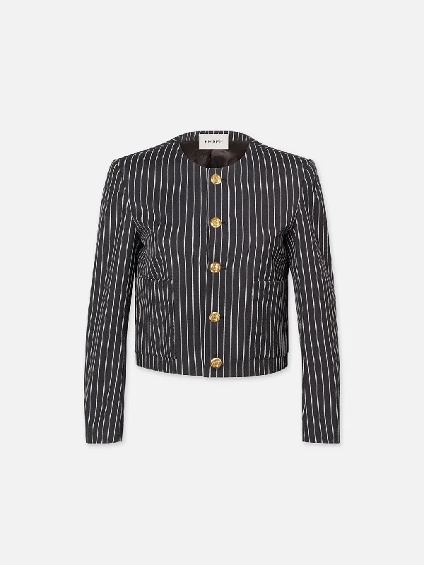 Button Front Jacket -- Dark Navy Multi