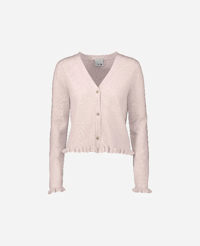 V-Strickjacke aus Cashmere-Mischung in Rose