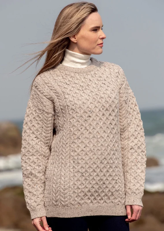 Aran Crew Neck Merino Sweater | Oatmeal