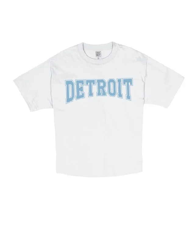 Ink Detroit Misty Blue print Oversize Crop T-Shirt - White