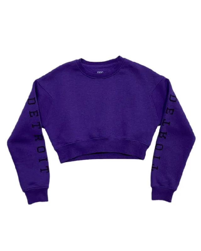 Ink Detroit - Fleece Cropped Pullover - Royal Purple