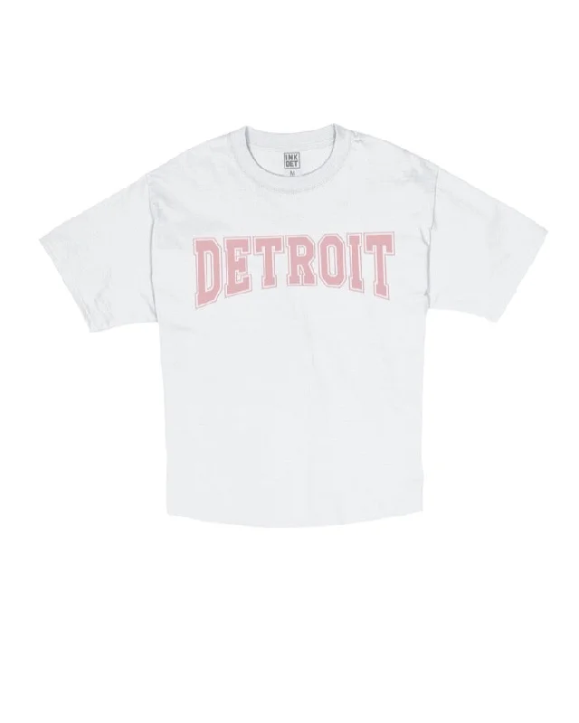 Ink Detroit Blush print Oversize Crop T-Shirt - White