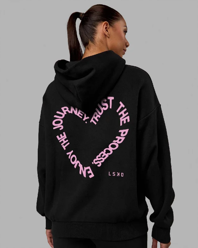 Unisex Love The Process Oversize Hoodie - Black-Bubble Gum