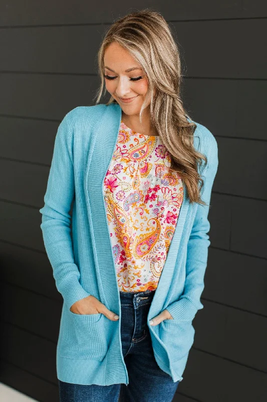 Walking On Clouds Knit Cardigan- Sky Blue