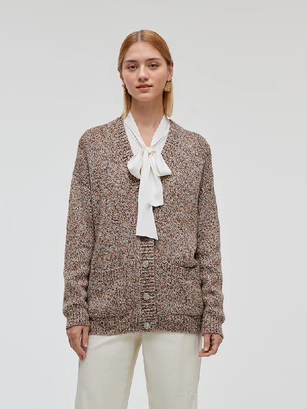 Wool Blend Single-Breasted Women Cardigan