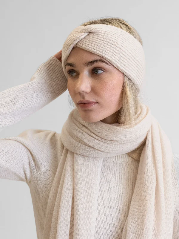 Cashmere head band "Freya" - pearl