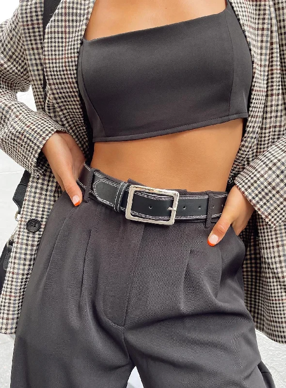 Sydney Contrast Stitch Belt Black