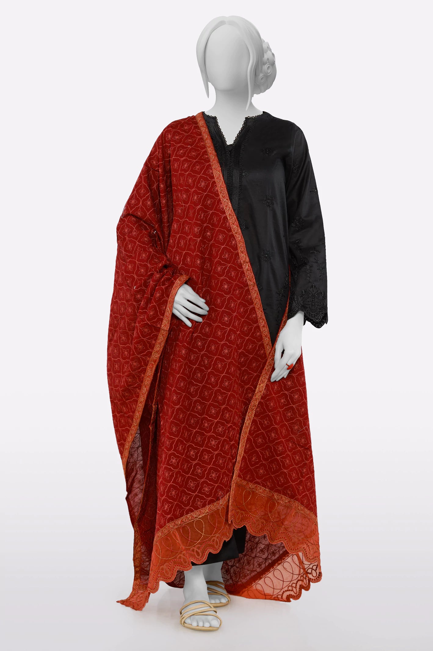 Maroon Embroidered Ladies Shawl