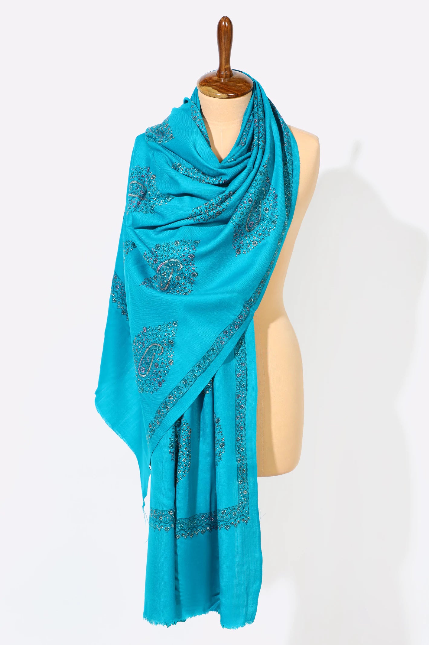 Teal Embroidered Shawl