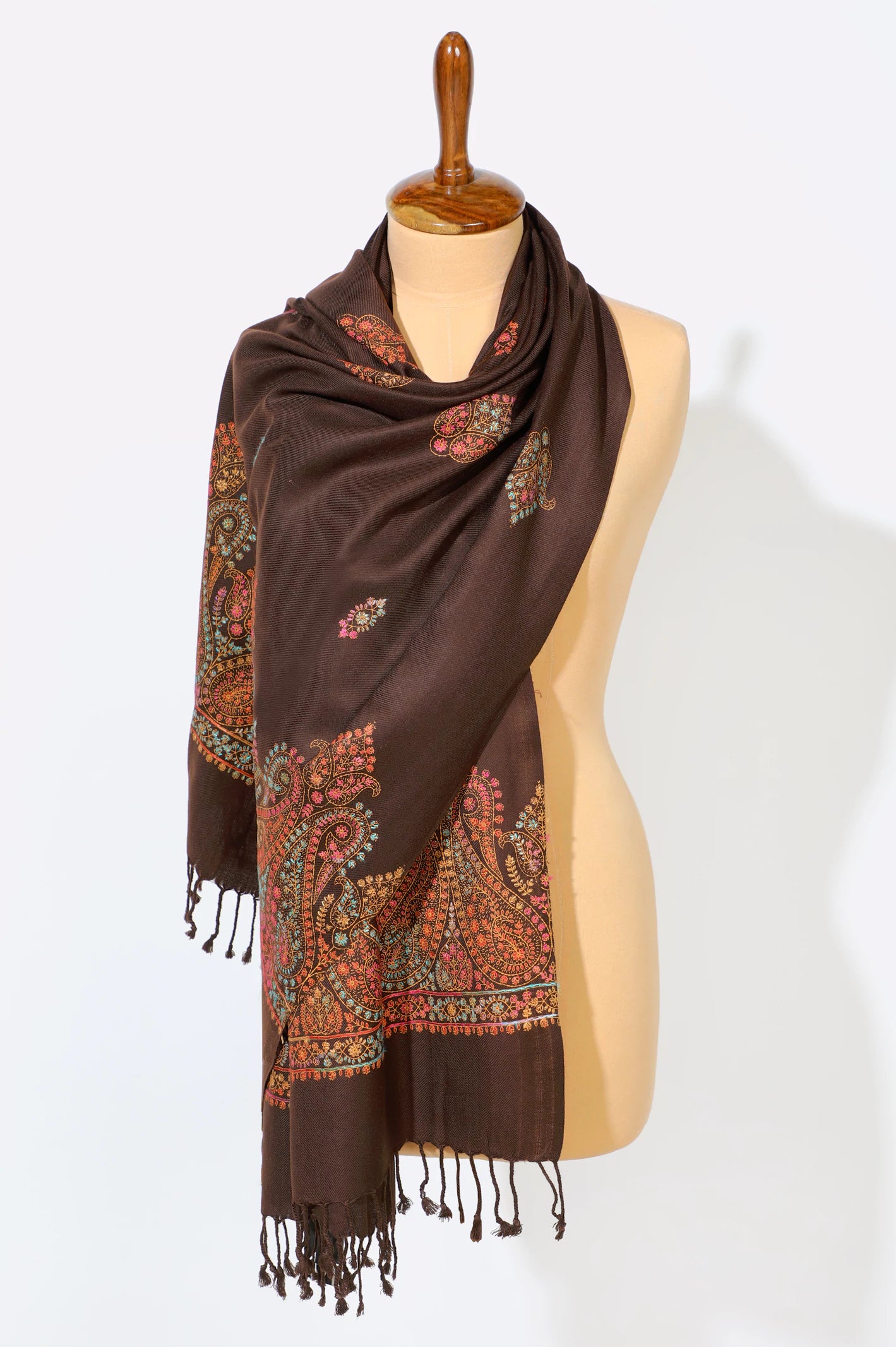 Brown Embroidered Shawl