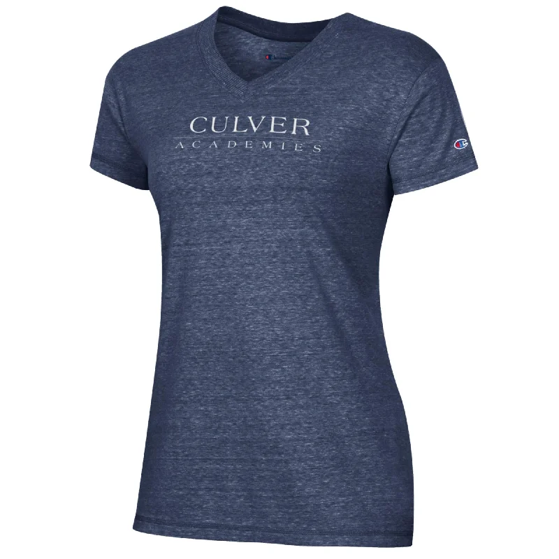 Womens Champion V-Neck Tri-blend Tee - Navy