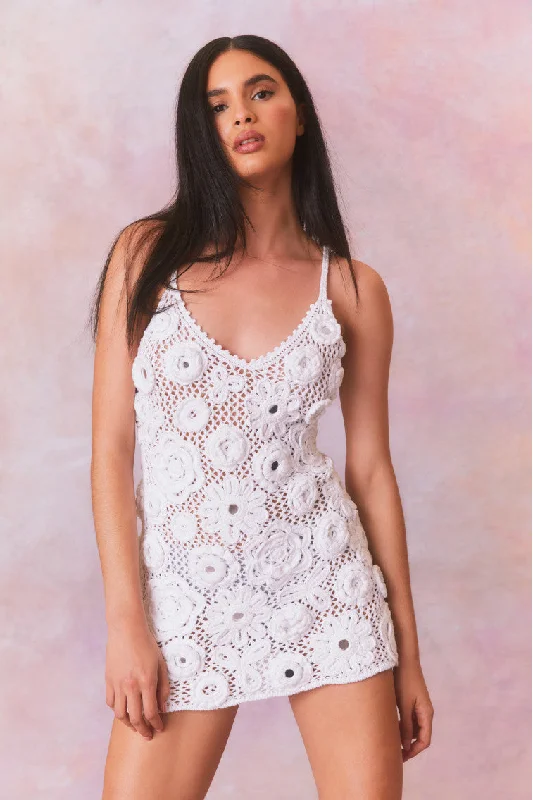 Ferline Crochet Embellished Mini Dress