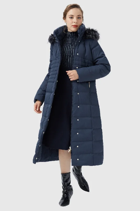 Long Puffer Coat with Hood Fur