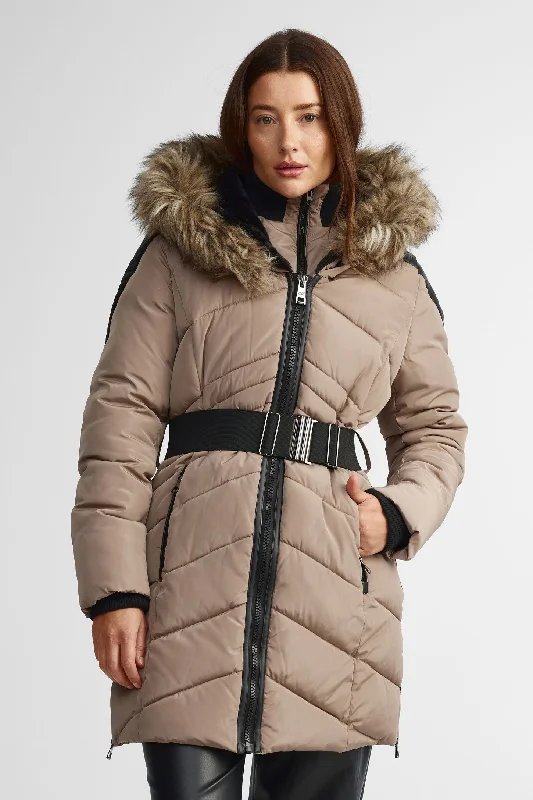 Manteau d'hiver capuchon fourrure - Femme