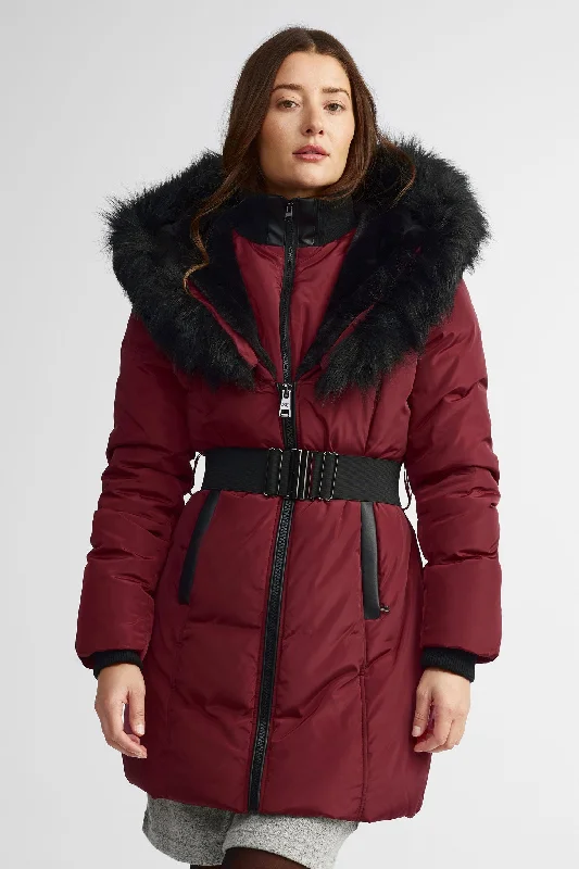 Manteau d'hiver capuchon fourrure - Femme