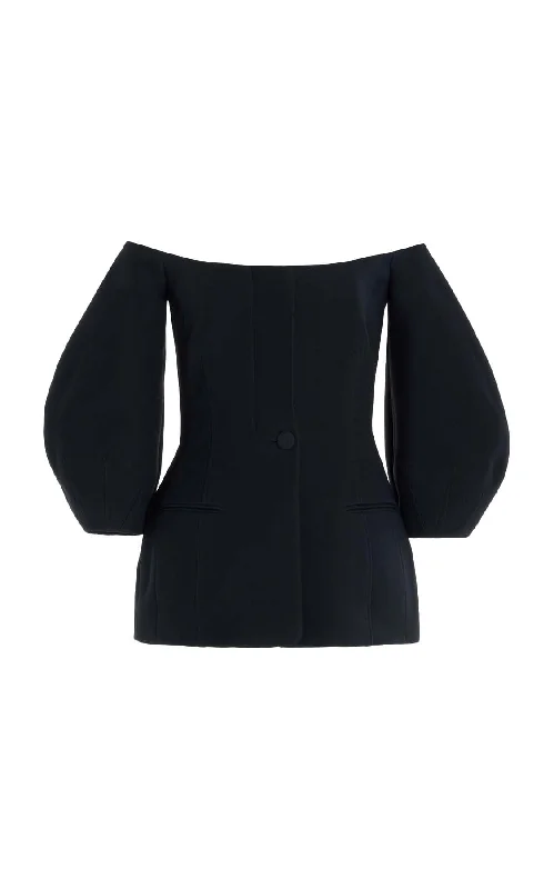 Sawyer Jacket in Black Wool Silk Cady