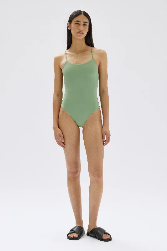 Scoop Tie Back Neck One Piece