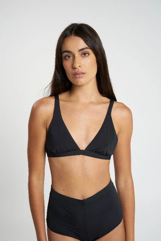 Thrills Elongated Tri Bikini Top - Black