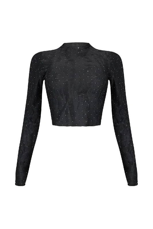 Jordyn Grunge Textured Rhinestone Top